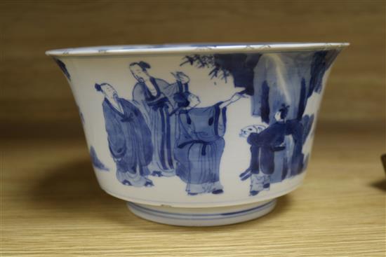 A Chinese blue and white bowl, Kangxi period diameter 19cm